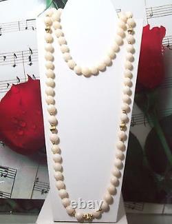 100% Genuine Vintage Angel Skin Coral with 14K Gold Beaded Necklace. 31. CN0020