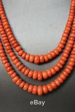 103gr Antique Salmon Coral Necklace Natural Undyed Beads