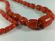 104 Gram Natural Dark Red Coral Necklace Drum Beads 15.4- 7 Mm 75 Cms