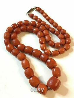 106 Gram old genuine Natural coral necklace faceted coral beads