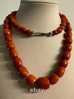 106 Gram old genuine Natural coral necklace faceted coral beads