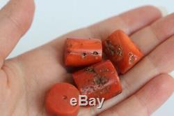 107gr Large Antique Red Coral Beads Necklace Natural Undyed