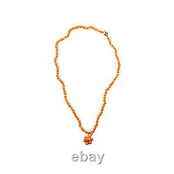 10K Rose Gold Coral Beads Necklace 5.2 Grams 14