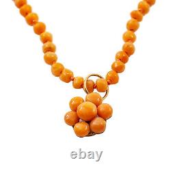 10K Rose Gold Coral Beads Necklace 5.2 Grams 14