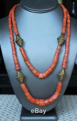 115gr Antique Salmon Coral Beads Natural Undyed Ukrainian Necklace