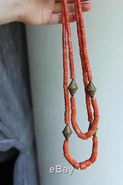 115gr Antique Salmon Coral Beads Natural Undyed Ukrainian Necklace