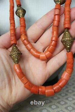 115gr Antique Ukrainian Coral Necklace Natural Undyed Beads