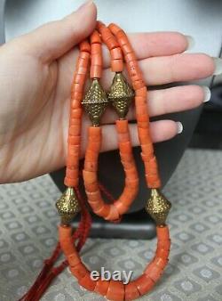 115gr Antique Ukrainian Coral Necklace Natural Undyed Beads