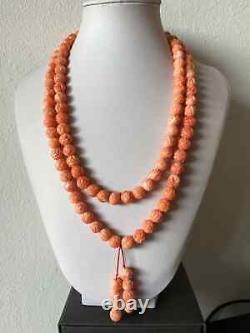 120 gram 8-10 mm carved 108 natural coral beads lotus coral beads 108 coral bead