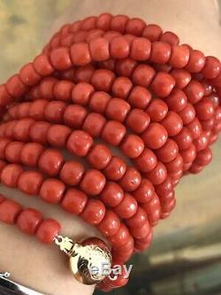 126 Gram Antique old natural red coral Necklace PARTIAL AKA CORAL bead