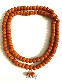 127 Gram 108 beads antique natural old coral beads necklace pray beads mala