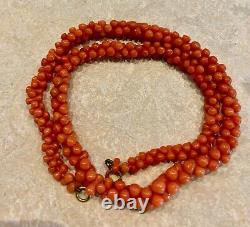 12 Gifts 4 Christmas Antique Salmon Coral Necklace 18g Knuckle bone beads rare