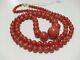 136 Carat Natural Red Coral Necklace Beads 11.6 4mm Gold Plated Silver