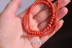 13gr Antique Vintage Salmon Coral Necklace Undyed Coral Beads