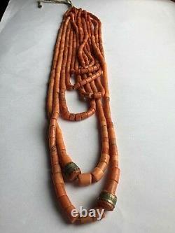 148gr Antique Coral Beads Natural Undyed Ukrainian Necklace