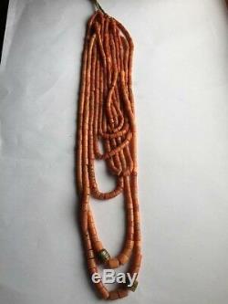 148gr Antique Coral Beads Natural Undyed Ukrainian Necklace