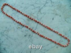 14K ANGEL SKIN Gold 30in 7.5mm Bead CORAL NECKLACE 78 3mm Gold Beads