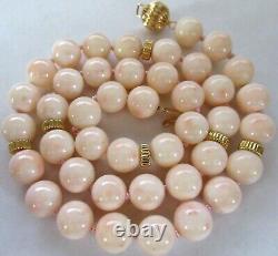 14K Gold Genuine Angel Skin Coral Vintage Necklace