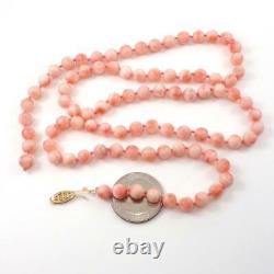 14K Yellow Gold Angel Skin Coral Peach Bead Strand String Necklace 28 LHJ2