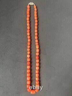 14k Gold Clasp 36 Grams 18 Antique Ukrainian Natural Undyed Coral Bead Necklace