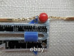 14k Gold Italian Coral Bead and Bar Link 20 Inch Chain Necklace 3 Available