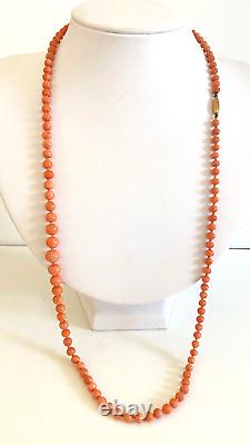 14k Graduated CORAL BEAD NECKLACE JEWELRY Vintage