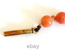 14k Graduated CORAL BEAD NECKLACE JEWELRY Vintage