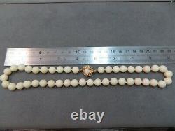 14k Vtg Angel Skin Coral Beads Necklace 18 Hand Knotted 9.3mm Graduated Beads