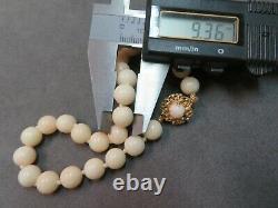 14k Vtg Angel Skin Coral Beads Necklace 18 Hand Knotted 9.3mm Graduated Beads