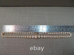 14k Vtg Angel Skin Coral Beads Necklace 20 Hand Knotted 5-11mm Graduated Beads