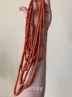 151 gr. Antique Coral Beads Natural Undyed Ukrainian Necklace vintage