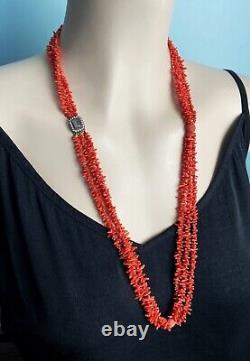 15ct Gold Clasp Antique Georgian Rolling Pin Coral Necklace, 28in Length, 50g