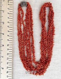 15ct Gold Clasp Antique Georgian Rolling Pin Coral Necklace, 28in Length, 50g