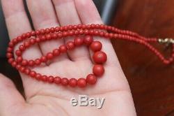 16gr Antique Red Ox Blood Coral Necklace Natural Undyed Beads