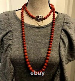 173.5 gram antique Old Natural Red coral bead coral necklace