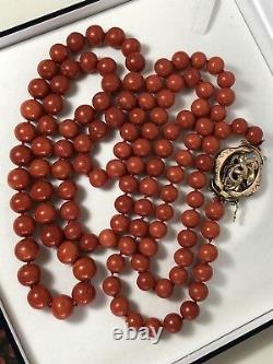 173.5 gram antique Old Natural Red coral bead coral necklace