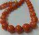 178.9 Carat Natural Salmon Coral Necklace Beads 9.5 4mm Yellow Gold Clasp