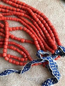 178g original antique undyed Ukrainian coral Necklace Beads