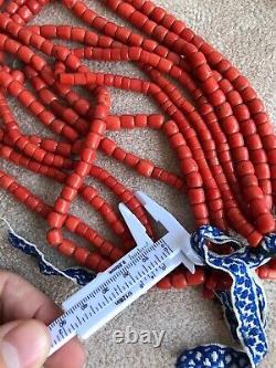 178g original antique undyed Ukrainian coral Necklace Beads
