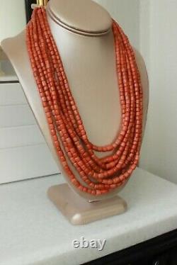 182gr Antique Coral Natural Undyed Beads Coral Necklace Barrel Shape Beads