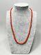 1890's Victorian Undyed Red Salmon Coral Beads Necklace 14k Gold Clasp 13gr 19'