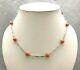 18k White Gold 13.1gr Natural Italian Coral Bead Necklace 18 Estate Jewelry