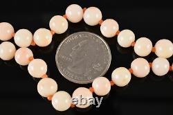 18-1/2 Vintage 14k Yellow Gold & Angelskin Natural Coral Beaded Necklace