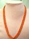 18 Victorian Antique Hand Carved Coral Beads Triple Strand Necklace