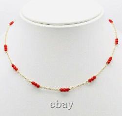 18k Solid Gold Necklace With Corals, Newborn Gift, Baptism Gift, Made In Italy