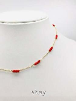 18k Solid Gold Necklace With Corals, Newborn Gift, Baptism Gift, Made In Italy