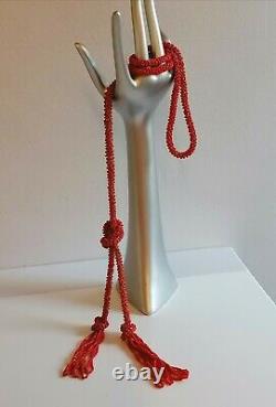 1930s Flapper necklace coral Seed Beads