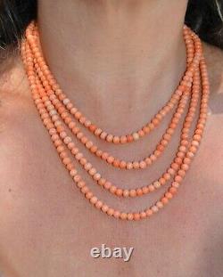 198 cm of Natural Salmon Coral Bead Necklace
