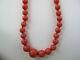 19 Red Coral Graduated Beaded Necklace 4mm-9mm Beads, 14k Clasp, Deep Color