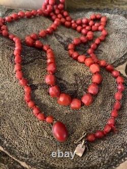 19th Century Antique Red Coral Necklace Beaded Italy 39,5gr
